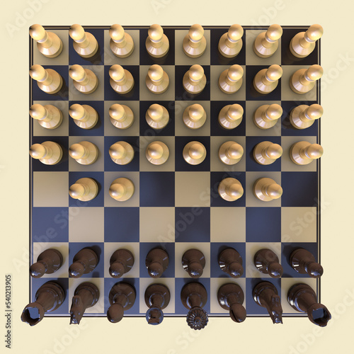 Horde variant of chess, 3D illustration