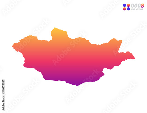Vector bright colorful gradient of Mongolia map on white background. Organized in layers for easy editing.