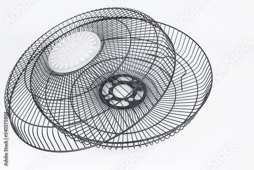 Front and rear guard Fan blades or propellers made of wire or metal, isolated on a white background