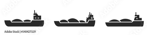 barge icon set. river cargo vessel and water transportation symbols. isolated vector images