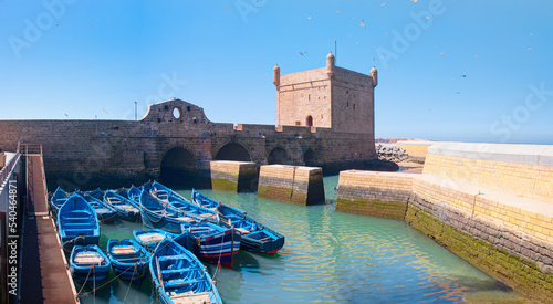 Wall of an ancient castle Sqala mogador historic city medina of Essaouira, Morocco