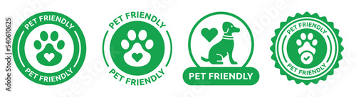Set of pet friendly icon sign. Pets allowed symbol vector illustration.