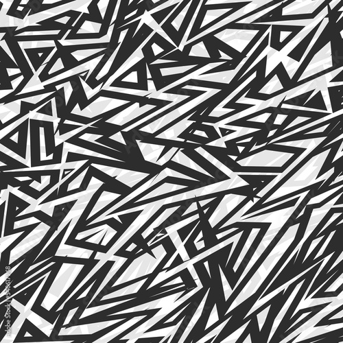 Abstract black and white background with seamless rough lines pattern