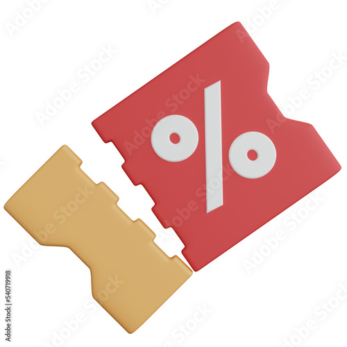 3d rendering shopping coupon cut isolated