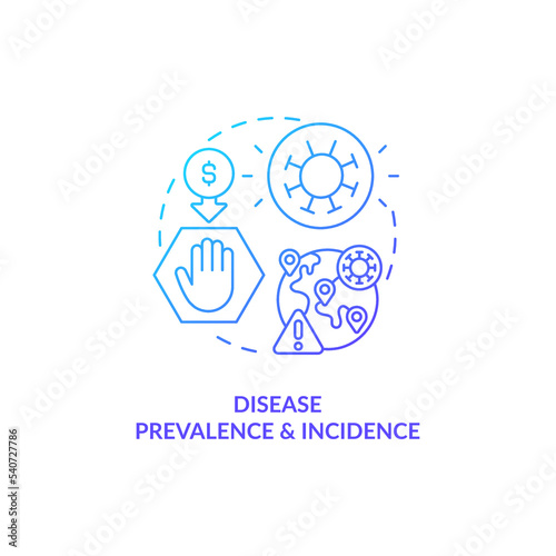 Changes in disease abundance and incidence blue gradient concept icon. Expensive healthcare reason abstract idea thin line illustration. Isolated outline drawing. Myriad Pro-Bold font used