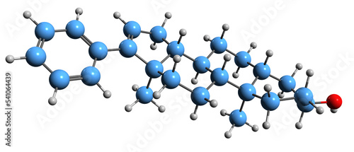 3D image of Phenylandrostenol skeletal formula - molecular chemical structure of Neurosteroid drug isolated on white background 