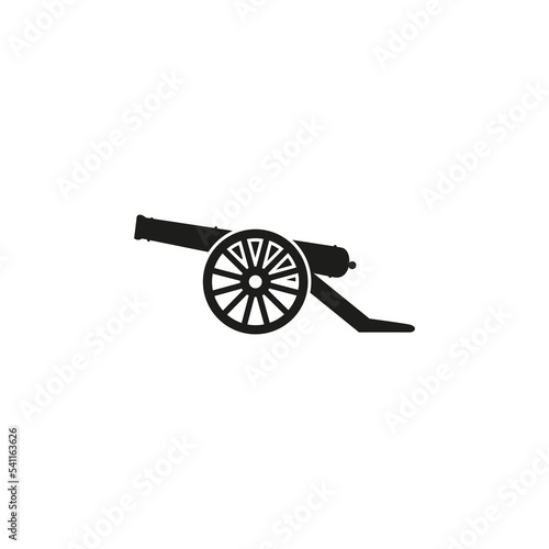 Vector illustration of a cannon for an icon, symbol or logo. cannon icon flat 
