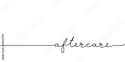 Aftercare word - continuous one line with word. Minimalistic drawing of phrase illustration.