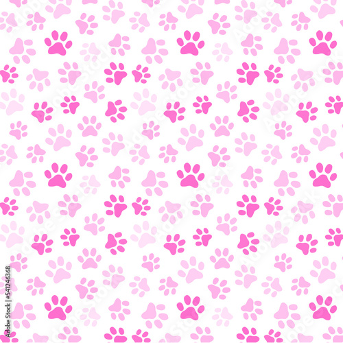 Pink Paw Print Seamless Pattern