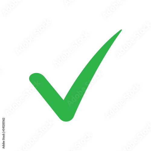 Green check mark icon. Tick symbol in green color, vector illustration. Vector illustration