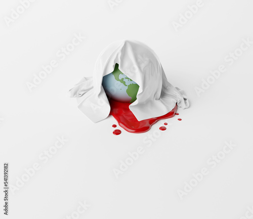 concept deterioration of nature environment destroy nature non-sustainability world earth global globe climate change white background. 3d illustration render