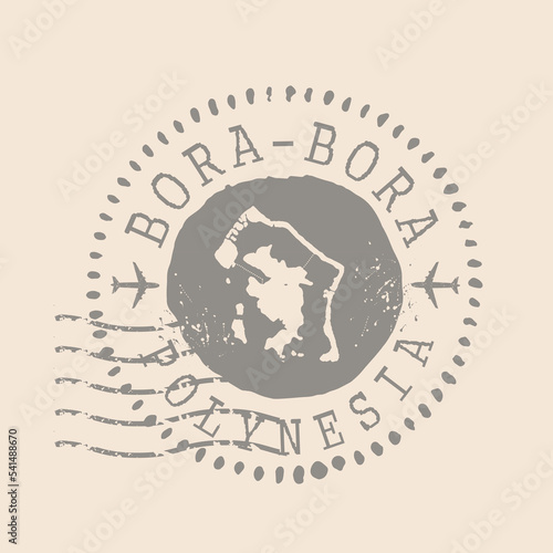 Stamp Postal of Bora-Bora. Map Silhouette rubber Seal. Design Retro Travel. Seal Map Bora-Bora of French Polynesia grunge for your design. EPS10
