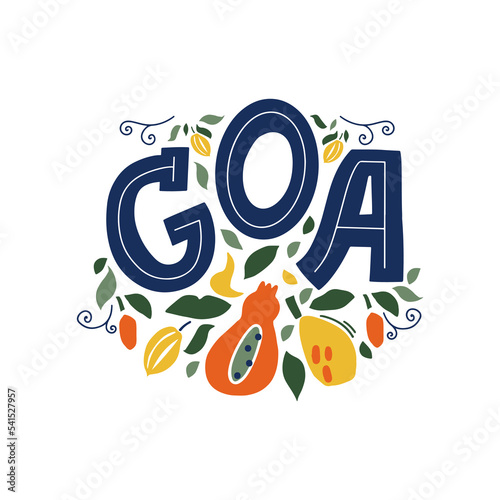 Goa fruit illustration, great design for any purposes. Natural background. Isolated vector element.