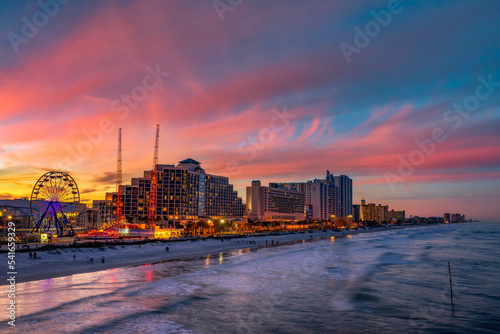Colorful sunset above Daytona Beach, Florida