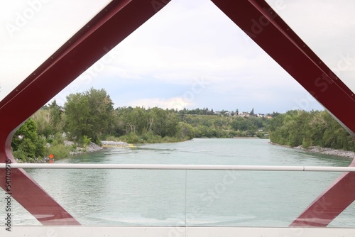 Beautiful river view from the Peace bridge in Calgary