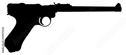 Silhouette of Pistol Gun for Logo, Pictogram, Website or Graphic Design Element. Format PNG