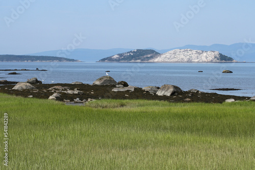 Gros Pelerin island from Notre-Dame-du-Portage, Quebec, Canada. île Gros Pèlerin face à Notre-Dame-du-Portage au bas saint laurent