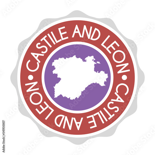 Castile and León, Spain Badge Map Vector Seal Vector Sign. National Symbol Country Stamp Design Icon Label. 