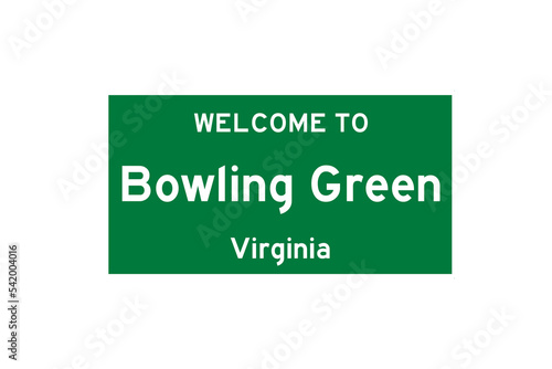 Bowling Green, Virginia, USA. City limit sign on transparent background. 