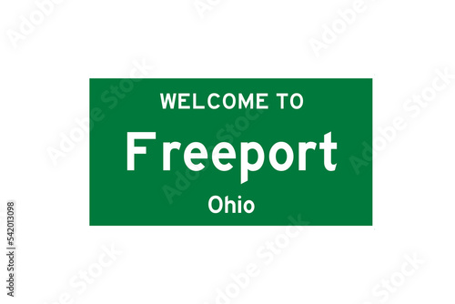Freeport, Ohio, USA. City limit sign on transparent background. 