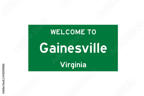 Gainesville, Virginia, USA. City limit sign on transparent background. 