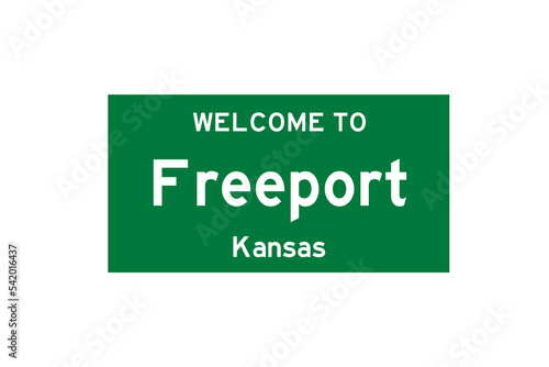Freeport, Kansas, USA. City limit sign on transparent background. 