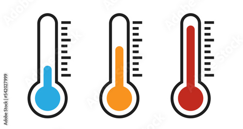 Thermometer hot cold temperature vector icon set