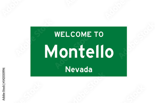 Montello, Nevada, USA. City limit sign on transparent background. 