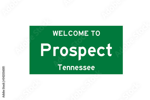 Prospect, Tennessee, USA. City limit sign on transparent background. 