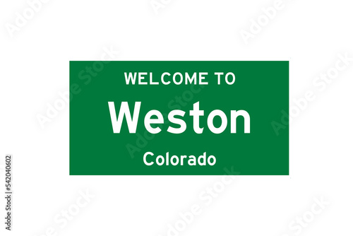 Weston, Colorado, USA. City limit sign on transparent background. 