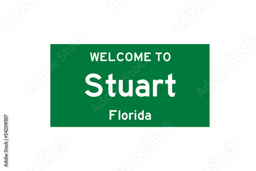 Stuart, Florida, USA. City limit sign on transparent background. 