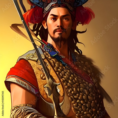 Illustrated portrait of Attila the Hun. High quality illustration