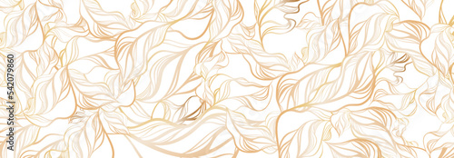 seamless pattern with waves, background with golden leaves