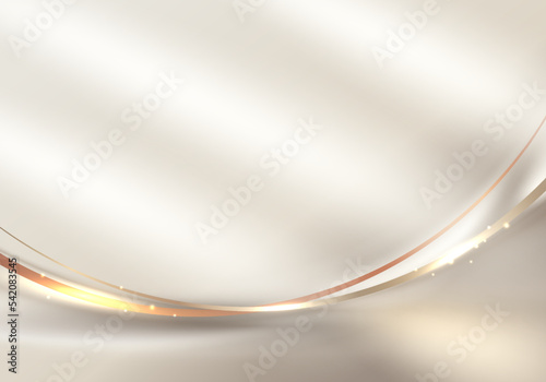 Abstract 3D elegant golden curved lines and light sparking on clean background luxury style