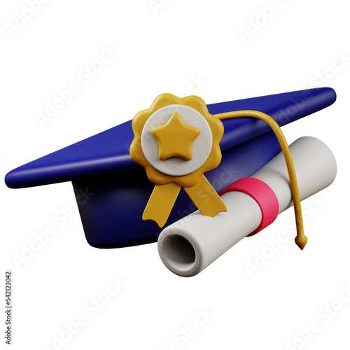 3d illustration of toga hat college education icon