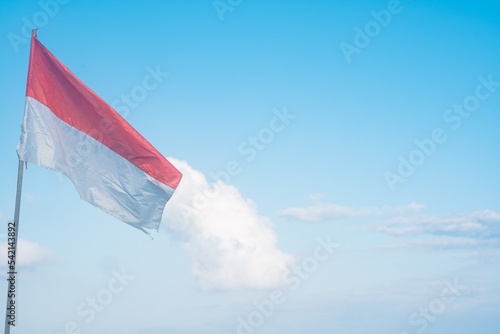 青空とインドネシアの国旗