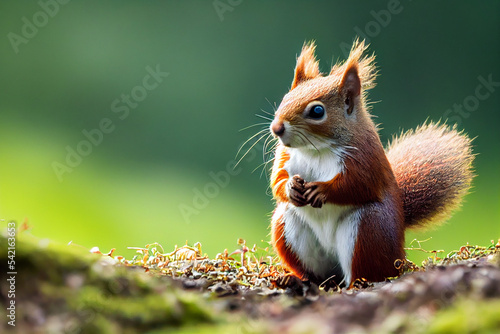 a red squirrel sitting on the ground