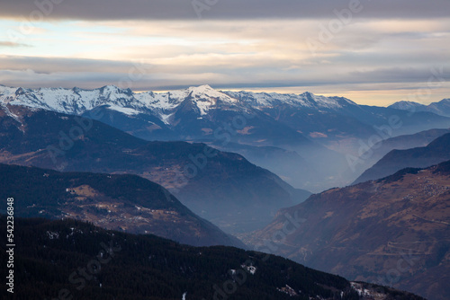 The Alps. Mountain range in the evening
