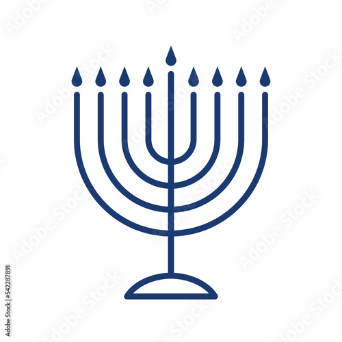 Hanukkah menorah simple line style vector illustration