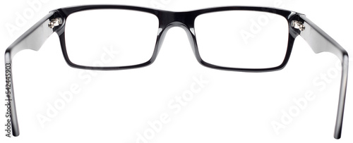 View seeing through black eye glasses isolated