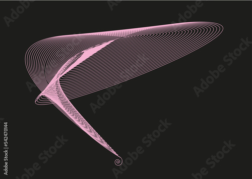 Una spirale futurista spaziale che si sviluppa su uno sfondo nero per un quadro avveniristico mistico meditativo o ciclone uragano tromba d'aria