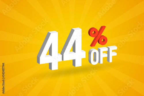 44 Percent off 3D Special promotional campaign design. 44% off 3D Discount Offer for Sale and marketing.