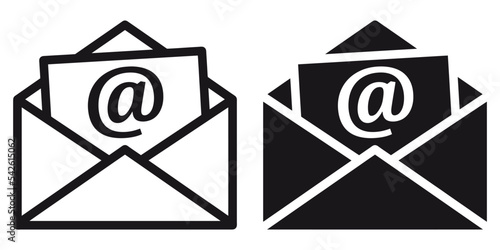 ofvs208 OutlineFilledVectorSign ofvs - email concept vector icon . isolated transparent . open email address . newsletter sign . contact us . black outline and filled version . AI 10 / EPS 10 . g11548