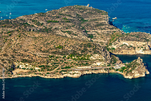 Aerial view of the Sella del Diavolo promontory in Cagliari. Sardinia, Italy