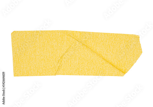painter's tape, yellow, macro, isolated on a white background. Strips of yellow masking tape on white background. Set of adhesive tape strips. Painter's tape isolated on white.