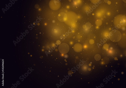 Festive golden luminous background with colorful lights bokeh. Light abstract glowing bokeh lights. Magic concept. Christmas concept.
