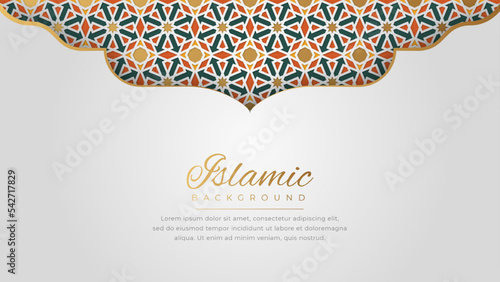 Islamic Arabic White Arabesque Mosaic Pattern Background