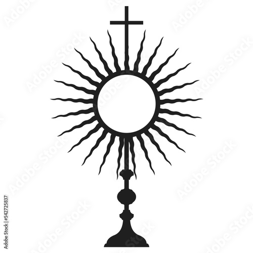 Monstrance silhouette, sacrament of the eucharist, holy communion, corpus christi, vector