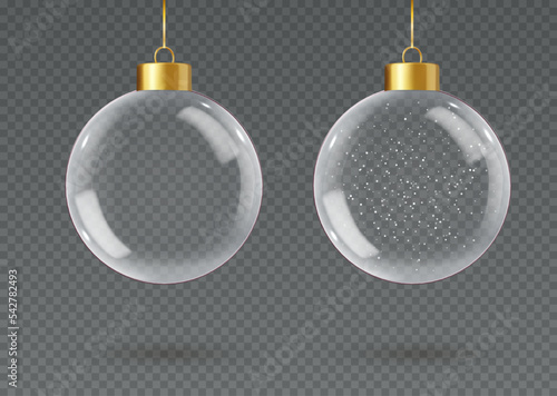 3d Realistic hanging glass christmas balls