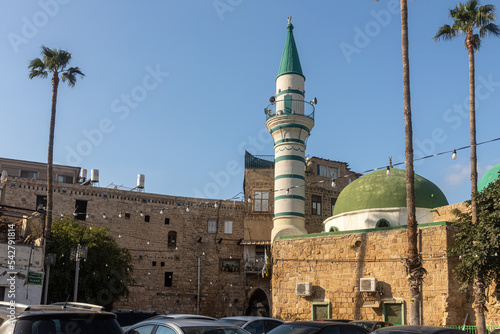 Acre, Israel - November 01, 2022, Sinan Basha Mosque in the old town of Acre, Israel